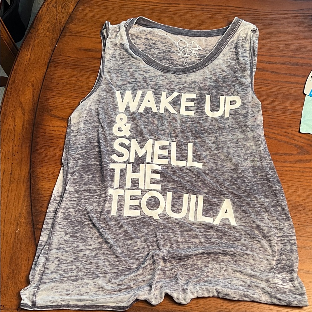 Gray Graphic muscle tank top burnout style